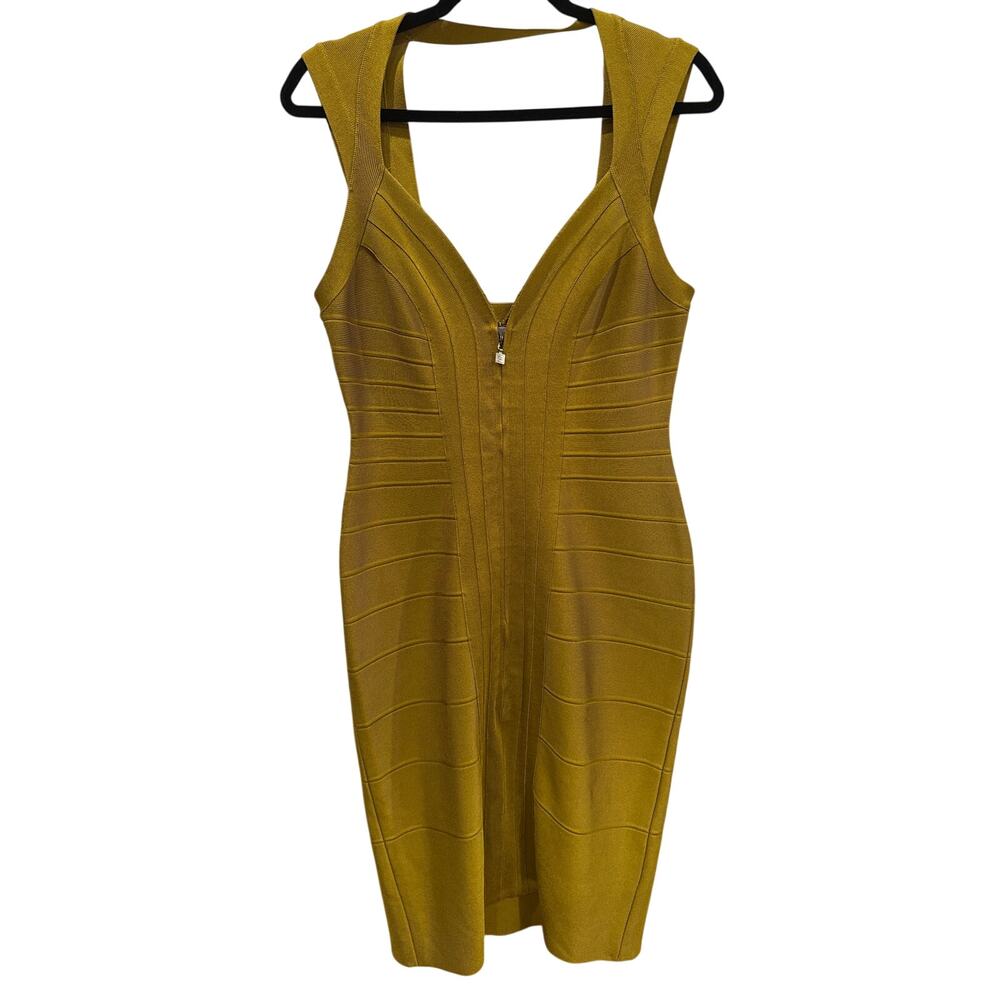 Herve Leger Bodycon Bandage Dress in Toxic Green, L